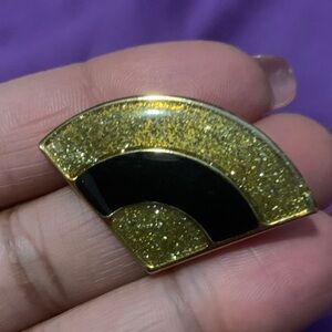 Gold and Black Glitter Brooch